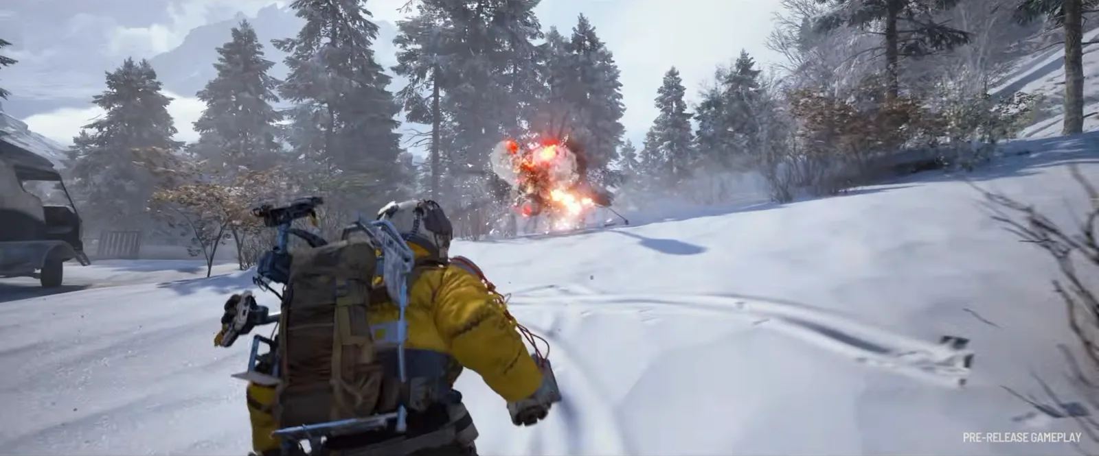 A Yank Grenade pulling an ARC machine across the snow